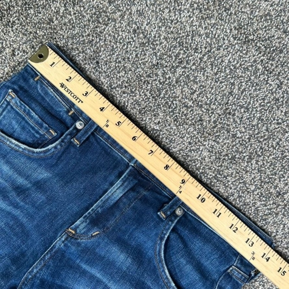 Agolde Isabel Dark Denim Distressed Raw Hem Jeans Womens 24 Straight Leg Fit - Picture 9 of 13